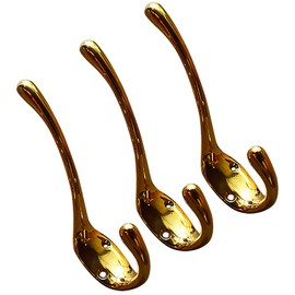 Axis Double Hook Brass, Gold, Set of 3, Brass Hook, Metal Fittings, Wall Hanger, Towel Hook, Washstand, Dressing Room, Wall Hanging Hook