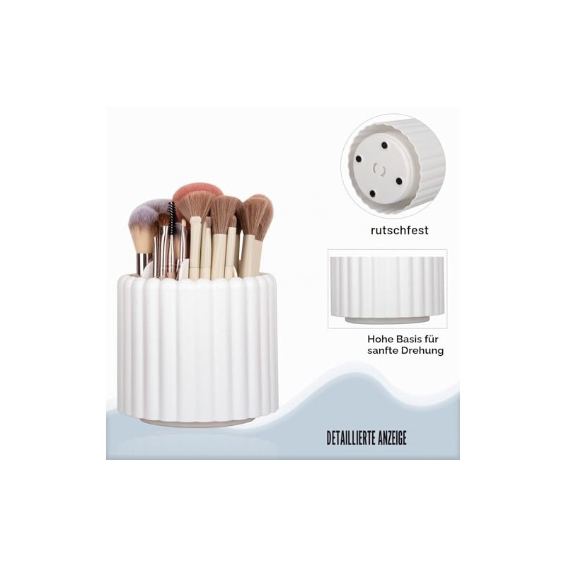 Anyoifax 360 Degree Rotating Makeup Brush Holder 7 Compartments Makeup