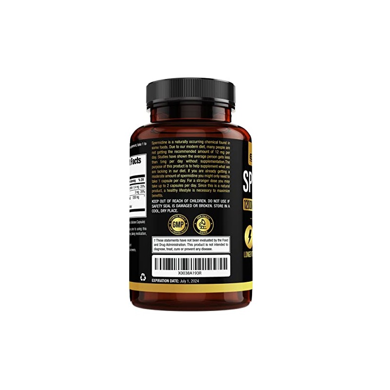 Earth Elixir Suplementos Espermidina 1200 Cápsulas Fabricado Estados Unidos Pureza
