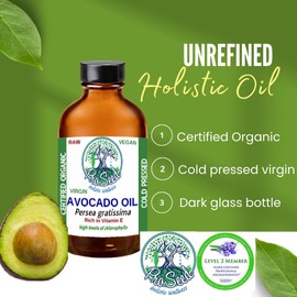 ProSeed Handmade Raw Avocado Oil – Pure, Cold-Pressed & Unrefined – Moisturizing Oil for Skin, Hair & Cooking – With Vitamins A, D & E – BPA-Free (8oz) Glass Bottle