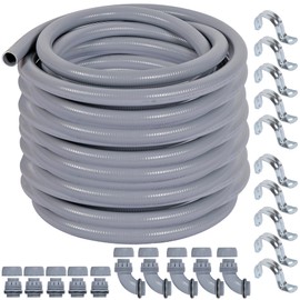 Neorexon Liquid-Tight Conduit and Connector Kit 1/2inch 150ft, Flexible Non Metallic Liquid Tight Electrical Conduit w/UL Certification, Electrical Conduit Kit with 5 Straight, 5 Angle Fittings