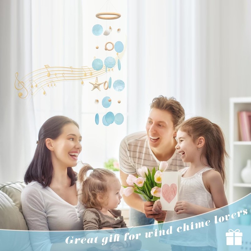 Seashell Wind Chimes Handmade Capiz Seashell Wind Chimes with Starfish