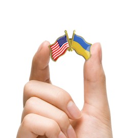 50/Pack-American Ukraine Friendship Flag Pins Bulk -1.5” Metal Patriotic United States of America USA Ukrainian Lapel Pins Badge Souvenir