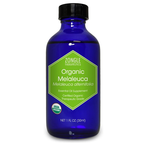 Zongle USDA Certified Organic Melaleuca (Tea Tree) Essential Oil, Australian, Safe to Ingest, Melaleuca Alternifolia, 1 OZ