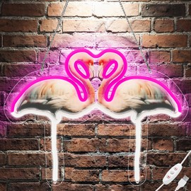 Flamingo Neon Sign for Bedroom Wall Decor - USB Powered Pink Light for Gamer Room, Party, Kids Room, Anime Wall - Fun Gift for Boys Girls Teens Who Love Cute Lights