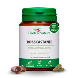 Dieti Natura 200X Horse Chestnut Capsules for Vein Health - Comfortable for Heavy Legs with Anti-Inflammatory Effect - Horse Chestnut Capsules to Promote Blood Circulation