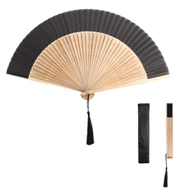 Focenat Handheld Fan for Women, Foldable Chinese Hand Fan, Folding Hand Fan with Tassel, Bamboo Silk Fan, Perfect for Decoration, Dance, Performance, Gift, Party, Wedding