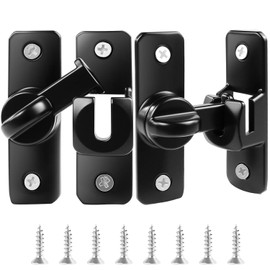 90/180 Degree Flip Barn Door Lock, Thickened Solid Multi-Angle Household Door Left and Right Door Latch, for Barns, Gardens, Cabinets, Sliding Doors, Bathrooms, Windows and Other (Black 2pcs)