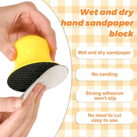 Wet/Dry Hand Sanding Block, Sanding Block, Hand Sanding Block for Jesmonite Concrete Terrazzo, Sanding Block Velcro with 100/400/1000 Grit Sandpapers for Sanding Discs Hand Sanding Block Polishing