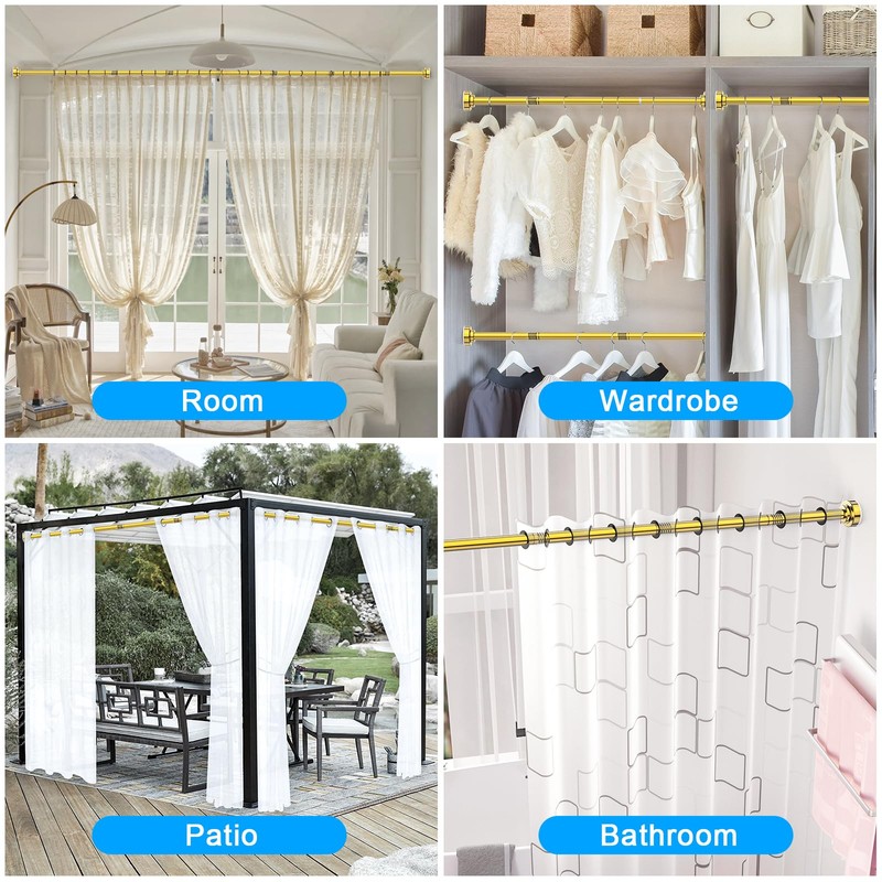 TEECK Shower Curtain Rod, 27-76 inch Adjustable Spring Tension Curtain