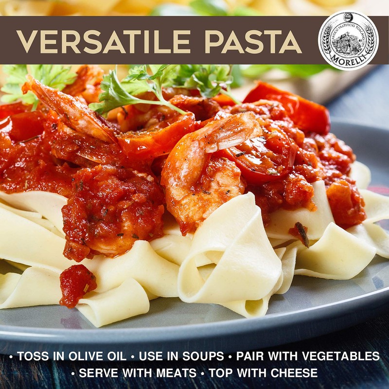 Morelli Organic Pappardelle Pasta Noodles - Imported Pasta from Italy,