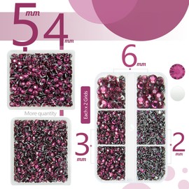 qiipii 3 Boxes 5070PCS Wine Purple Resin Crystal Rhinestones for Crafting 2mm 3mm 4mm 5mm 6mm Flatback Burgundy Stones Gems No-Hotfix Diamonds for Nails Face Eyes Makeup Tumblers Bottles Mugs Crafts