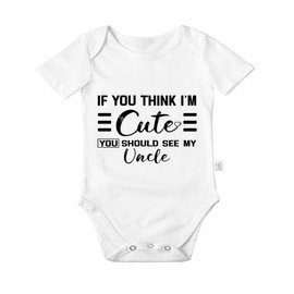 Avuzcemk If You Think I'm Cute You Should See My Uncle Bodysuits, Niece Gifts From Uncle, New Born Baby Boys Clothes Unisex, Infant Short Sleeve Outfits (White, 3-6 Months)