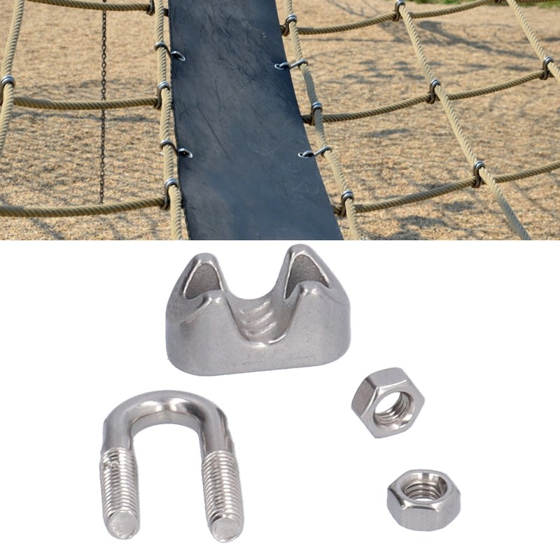 20Pcs Stainless Steel Wire Rope Clamp Hardware Rigging Cable Clip