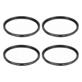 sourcing map 55mm Star Filter, Starburst Filter for Camera Lens Starlight Effect Cross Screen Set 4 Points 6 Points 8 Points 12 Points for Night Scenery Glassworks, 4 Pcs