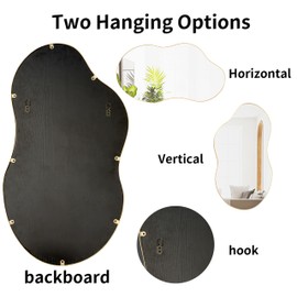 SHYFOY Asymmetrical Wall Mirror Decorative, Irregular Black Mirrors for Wall Decor, Abstract Modern Wall Mirror for Living Room, 43"x22" Large Wall Mirror Wavy