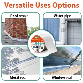 AMAZILY Premium 4in x 16ft Waterproof Tape, Sealant, Tape, Repair,Seal,Leak,Pipe,Duct Butyl,Aluminium,Rubber,Sealer,Window,Silicon,Metal,Silicon,Sealing,Adhesive,Roof, Protection,Foil,Leaking,Pool