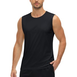 MAGCOMSEN Men's Tank Tops UV Protection Shirts Quick Dry Sleeveless Undershirt UPF 50+ Running Gym Muscle Shirts Black S