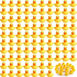 Teling 200 Pcs Mini Rubber Ducks in Bulk Yellow Tiny Baby Shower Ducks Float Squeak Bathtub Duckies Preschool Bath Toy for Birthday Party Gift (Yellow)