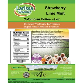 Strawberry Lime Mint Colombian Coffee (Gourmet, Naturally Flavored, Whole Coffee Beans) (4 oz, ZIN: 566894) - 3 Pack
