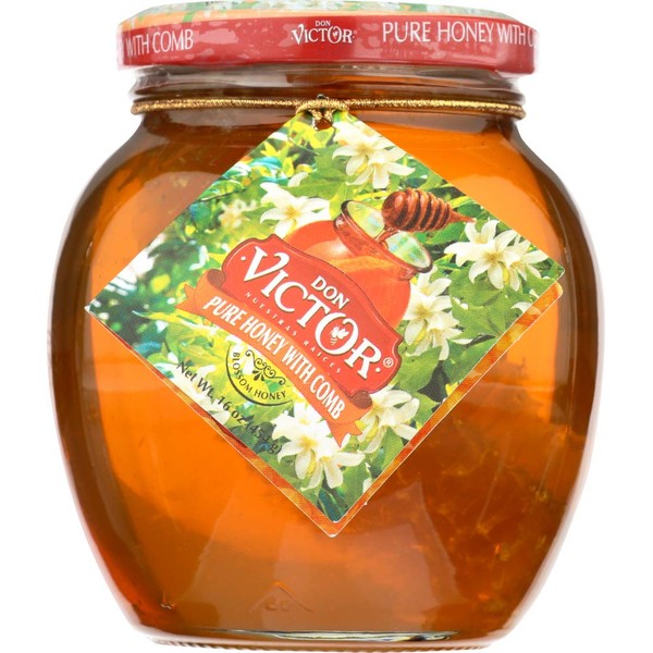 Don Victor Orange Blossom Comb Honey Globe Jar, 16 Ounce