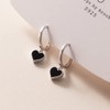 SLUYNZ 925 Sterling Silver Black Heart Hoop Earrings for Women
