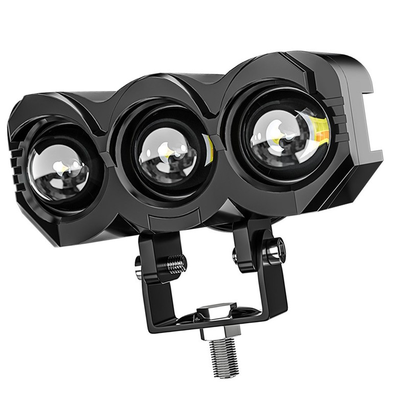 2pcs Motorcycle LED Spotlight White Yellow Dual Light Aluminum IP68