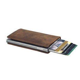 Mogdi Nano Mini Duo Premium Men's Wallet RFID Protection Card Case Business Wallet Finest A++ Genuine Leather Grey