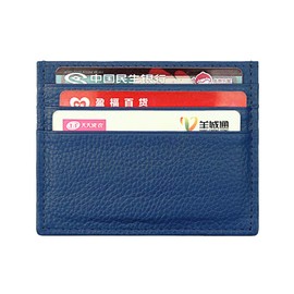 Hibate Genuine Leather Unisex Slim Credit Card Case Holder Sleeve Wallet - Blue