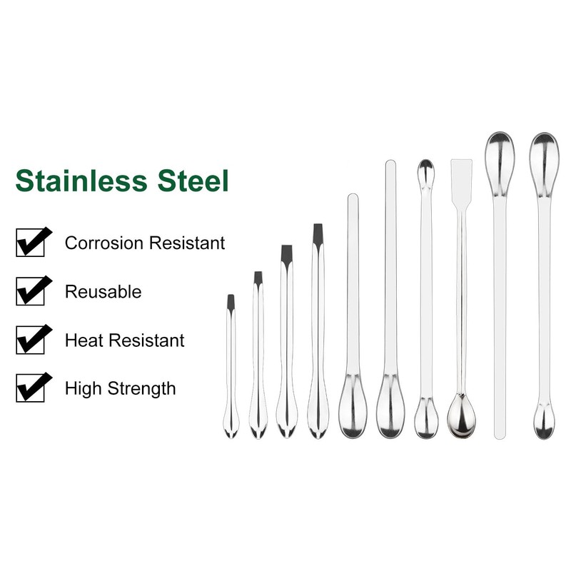 FunChem Micro Spoons, Set of 10, Lab Microspoons, Sample Spoons