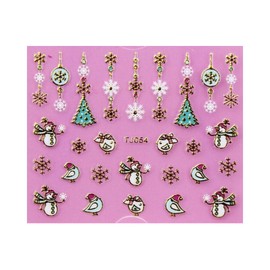 Christmas Tree Santa Reindeer Snowman Snow Presents Stocking 3D Nail Sticker Tj054 G Nail Wraps Stickers Manicure Supplies for Women Nails Full Long Lasting Easy Apply and Remove