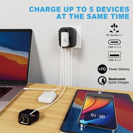 HAPOW HAPOW Universal Travel Adapter, PD20W International Power Adapter, 2 USB-C & 2 USB-A Fast Charging Travel Charger, All in One Worldwide Travel Plug Adapter, Outlet Adapter for Europe EU UK USA AU
