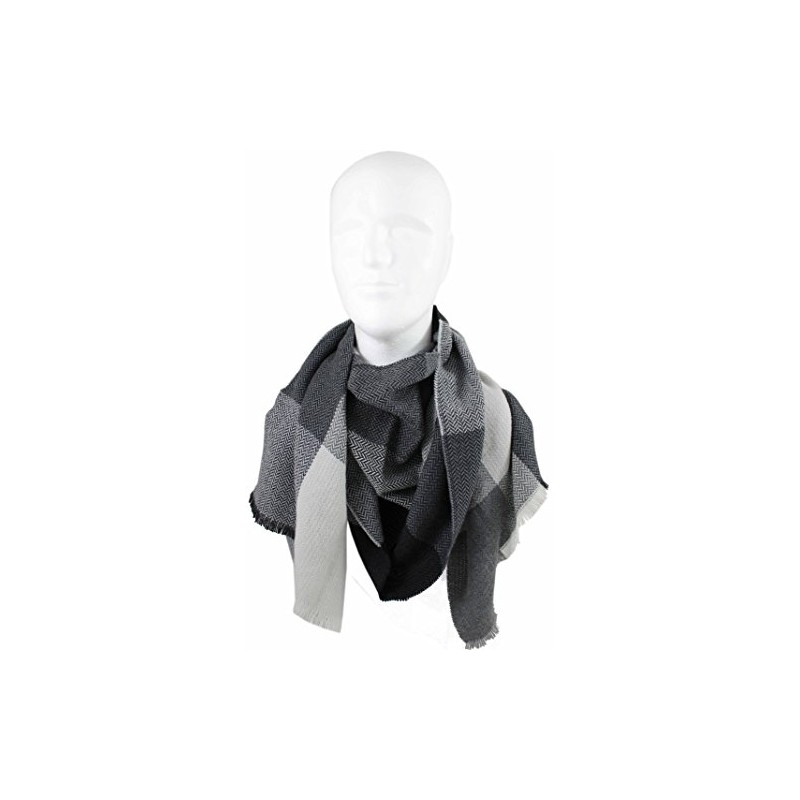 Rotfuchs Woven Scarf Checked Herringbone Fashion Grey White 100% Wool