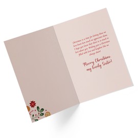 1Up Greetings Single Christmas Card For Sister | Your Purchase Helps Animals In Need | 5”x7.5” | Individual Christmas Card with Envelope | Made in USA | Female Owned Small Business | XMASSIS1