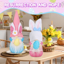Easter Gnomes, 2PCS Handmade Easter Gnomes Plush Doll Easter Bunny Gnomes Decor Plush Elf Decorations, Easter Decorations for The Home Indoor Spring Decor