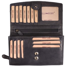 BelleBay Women's Large Leather Wallet, Real Leather, XXL, Long Women's Purse with Many Card Slots, Vintage Women Wallet with RFID Protection, Grey (1), coin purse