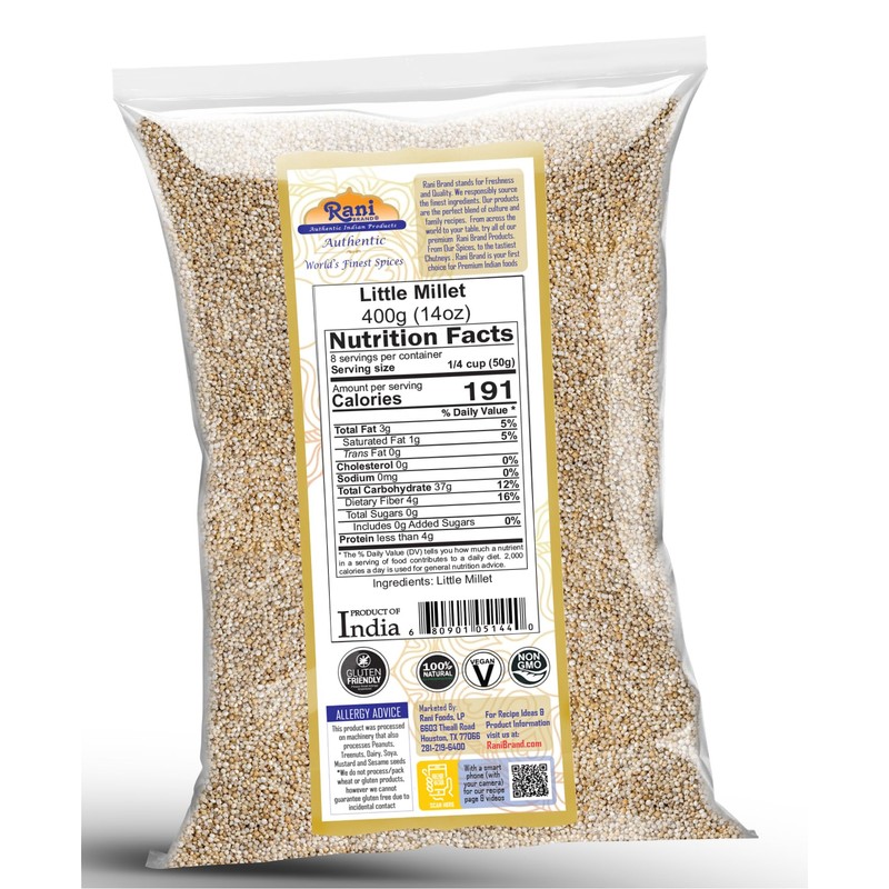 Rani Little Millet (Panicum Sumatrense) Whole Ancient Grain Seeds 14oz