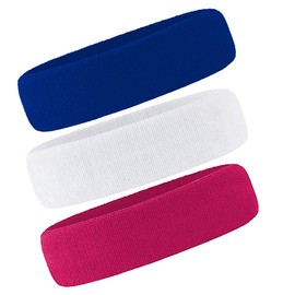 Diadema para hombre y mujer, tela de rizo que absorbe la humedad para deportes, tenis, gimnasio, entrenamiento (blanco, azul, rojo rosa)