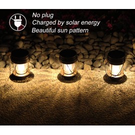 pearlstar Solar Lanterns Outdoor Hanging Solar Lights with Handle for Pathway Yard Patio Garden Decoration, Waterproof Outside Solar Table Lamp,2 Pack 5.5"H (Warm Lights)