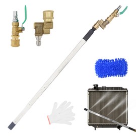 AJOFIEK Radiator Cleaning Wand, 4500 PSI Pressure Washer Tool for Cars,Trucks & RVs, 2025 New 24'' Portable with Switch Radiator Cleaning Set, Includes Valve Switch+Universal Join