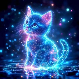 5D Diamond Painting，DIY Katzen Diamantmalerei，Vollbohrung Katzen Kunst für Wanddekor,Rundes Diamant-Punkt-Malset，Diamond Painting für Erwachsene und Kinder,Anfänger geeignet diamond Painting,30x30 cm