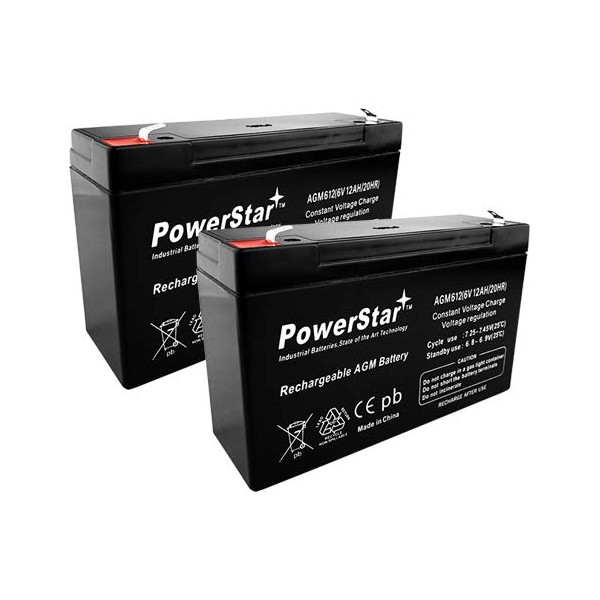 PowerStar Replaces 6 Volt 12 Amp Hour Sealed Lead Acid Battery UB6120 - x2