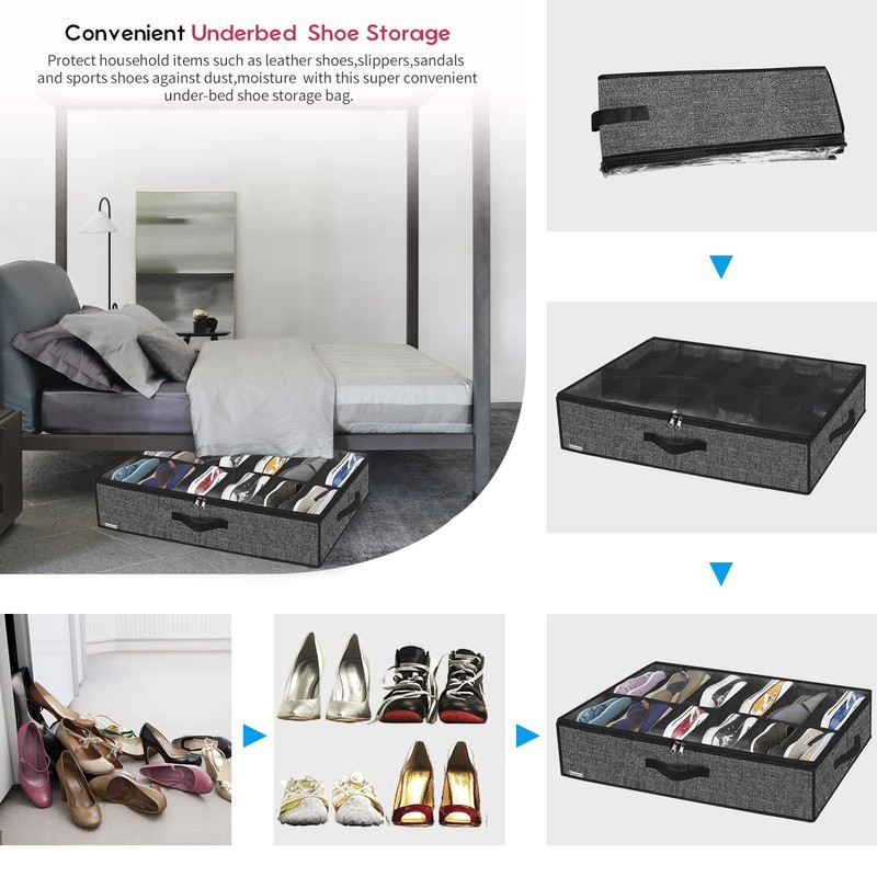Onlyeasy Under Bed Shoe Storage Organizer For Closet, 4 Pack