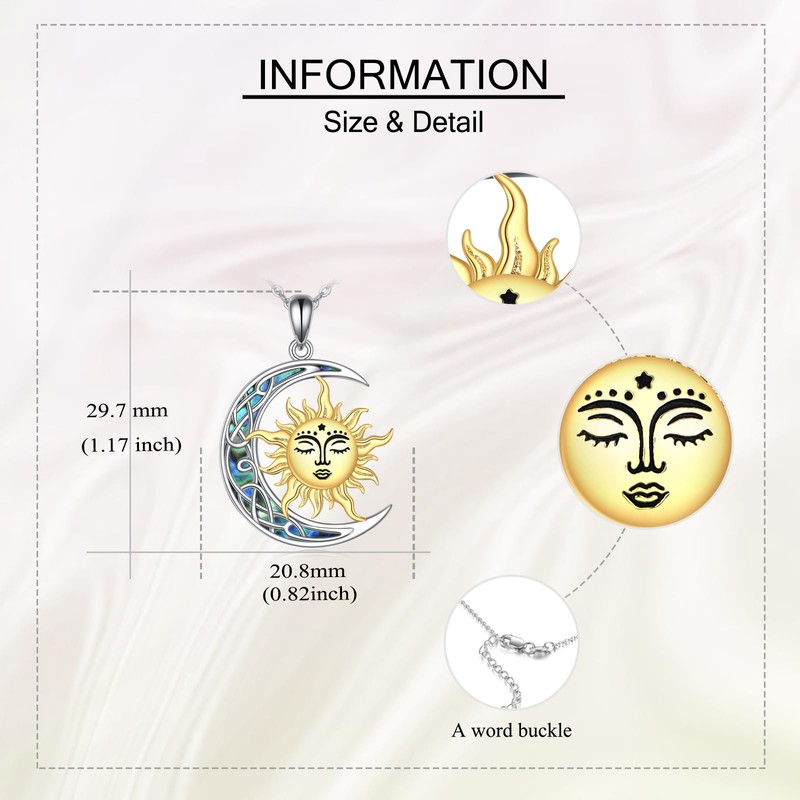 ONEFINITY Sun and Moon Necklace 925 Sterling Silver Moon Pendant