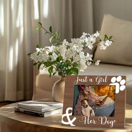 Kneaotoaji Dog Picture Frame Gifts - Dog Lovers Gifts for Women, Dog Memorial Picture Frame, Just a Girl and Her Dog Photo Frame for Tabletop or Wall Hanging 5x7 Photo