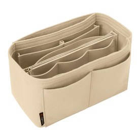 OMYSTYLE Beige Large Organizer Insert, Felt Tote Bag Organizer Insert with 5 Sizes, Handbag Dividers for Inside Purse, Compatible with Longchamp, Neverful, Speedy and More