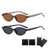 XFSRG Pack of 2 Women's Sunglasses Black Brown Oval Retro