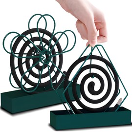 behone Mosquito Coil Holder, 2 Pieces, Mosquito Spiral Holder, Floral Pattern and Diamond Mosquito Spiral Container for Indoor and Outdoor Use