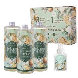 ROMIIE ZOI Natural Lemon Verbena Foaming Hand Soap Refill 3-Pack (33.8 Fl Oz Each) with Dispenser–SLS Free, Plant-Based, Non-Toxic, Large Volume for Kitchen, Bathroom–Great Value Gift for Housewarming