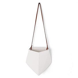 Milltown Merchants Succulent Wall Planters - Geometric Wall Vases - White Ceramic Wall Mounted Planters - Succulent Plant Pots - Hanging Vases for Living Wall (Large / 1 Pack)